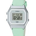 Casio Casio Vintage LA680WEL-3  LA680WEL-3 кварцевые женские часы серый циферблат, браслет кожаный — вид спереди
