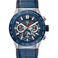 TAG Heuer TAG Heuer Carrera CBG2A11.FC6460  CBG2A11.FC6460 механические мужские часы синий циферблат, браслет кожа + каучук — вид спереди