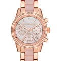 Michael Kors Michael Kors Runway Slim MK6769  MK6769 кварцевые женские часы розовый циферблат, браслет сталь c pvd покрытием + пластик — вид спереди