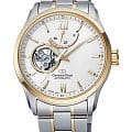 Orient Orient Star RE-AT0004S0 (RE-AT0004S00B)   RE-AT0004S00B механические мужские часы белый циферблат, браслет нержавеющая сталь с pvd-покрытием — вид спереди