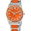 Jacques Lemans Jacques Lemans Liverpool 1-2060L  1-2060L кварцевые мужские часы  оранжевый циферблат, браслет нержавеющая сталь 316l + полиуретан — вид спереди