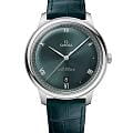 Omega Omega De Ville Prestige 434.13.40.20.10.001 Prestige 43413402010001 механические мужские часы зеленый циферблат, браслет кожаный — вид спереди