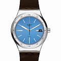 Swatch Swatch Irony Sistem51 YIZ405  YIZ405 механические мужские часы синий циферблат, браслет кожаный — вид спереди