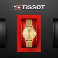 Tissot Tissot Everytime Lady T143.210.33.021.00 кварцевые женские часы часы, крупный план золотой циферблат