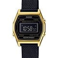 Casio Casio Collection LA690WEMB-1B Retro LA690WEMB-1BEF кварцевые мужские часы черный циферблат, браслет  — вид спереди