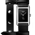 Longines Longines DolceVita L5.255.4.59.2  L52554592 кварцевые женские часы черный циферблат, браслет кожаный — вид спереди