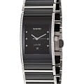 Rado Rado Integral R20758759  R20758759 кварцевые женские часы черный циферблат, браслет сталь + керамические вставки — вид спереди