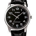 Casio Casio Collection MTP-V001L-1BUDF (MTP-V001L-1B)  MTP-V001L-1B кварцевые мужские часы черный циферблат, браслет кожаный — вид спереди