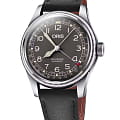 Oris Oris Big Crown Pointer Date 01 754 7741 4064-07 5 20 65  01 754 7741 4064-07 5 20 65 механические мужские часы черный циферблат, браслет кожаный — вид спереди