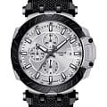 Tissot Tissot T-Race Automatic Chronograph T115.427.27.031.00 T Race T1154272703100 механические мужские часы серебристый циферблат, браслет каучук — вид спереди